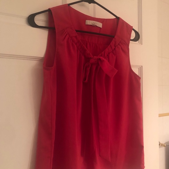 LOFT pink sleeveless top with neck tie, small - Picture 3 of 8